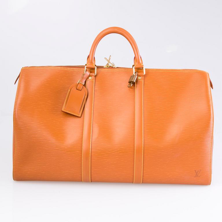 LOUIS VUITTON CIPANGO GOLD KEEPALL 50 EPI TRAVEL BAG.