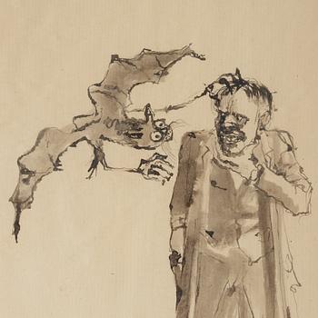 Axel Fridell, indian ink and wash, signed.