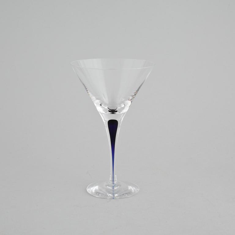 ERIKA LAGERBIELKE, tio cocktailglas samt åtta vinglas, "Intermezzo", Orrefors, 1900-talets slut.