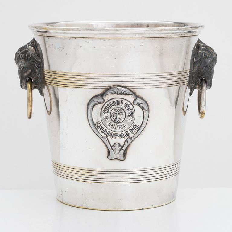 A 1910s silver plated Champagne ice cooler bucket, Argit, France.