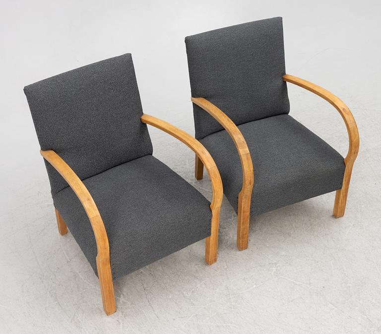 A pair of Swedish Modern armchairs, 1940's.