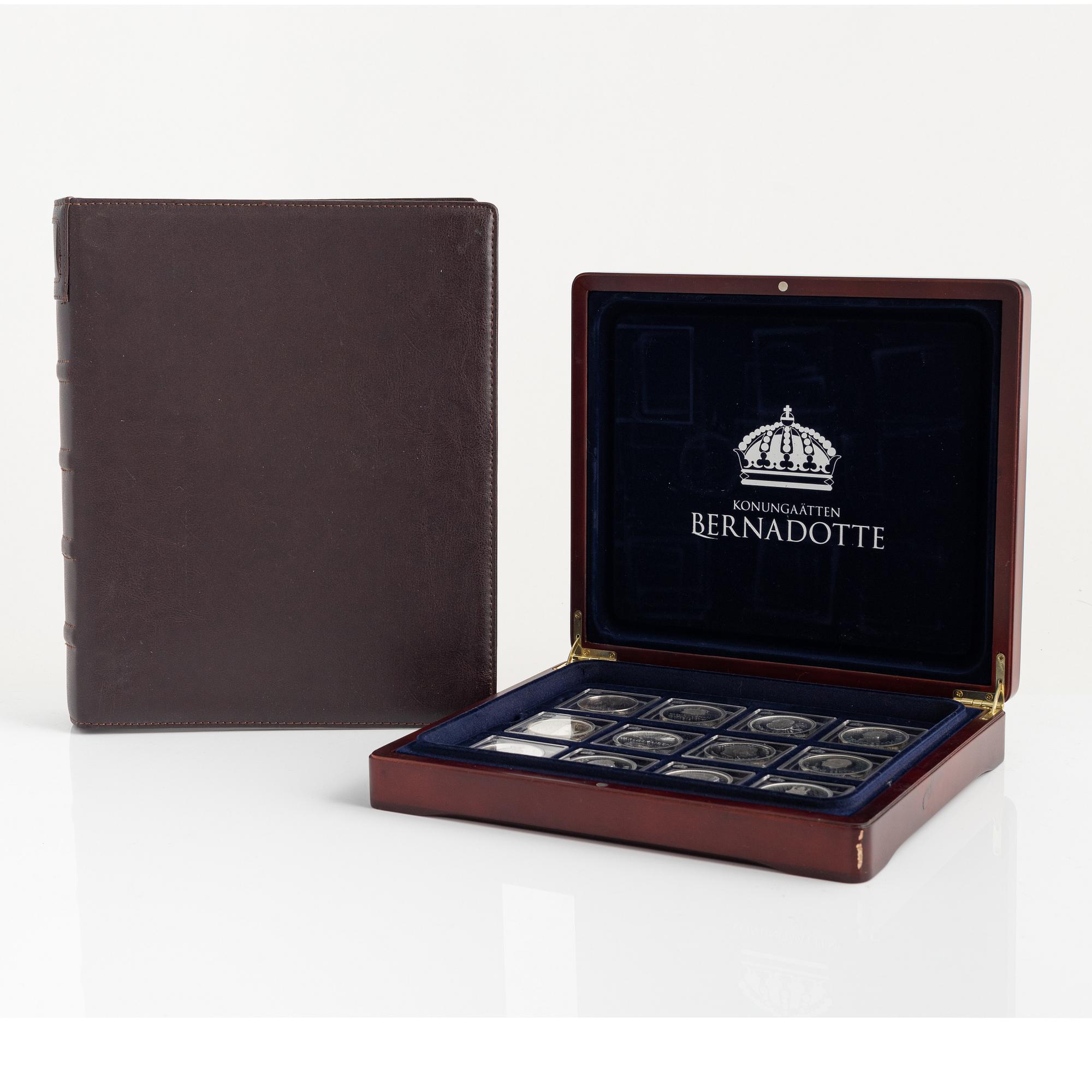 24 silver medals, 'Konungaätten Bernadotte', Mynthuset Sverige.