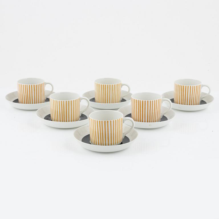 Hertha Bengtson, six 'Kadett' coffee cups with saucers, Rörstrand.