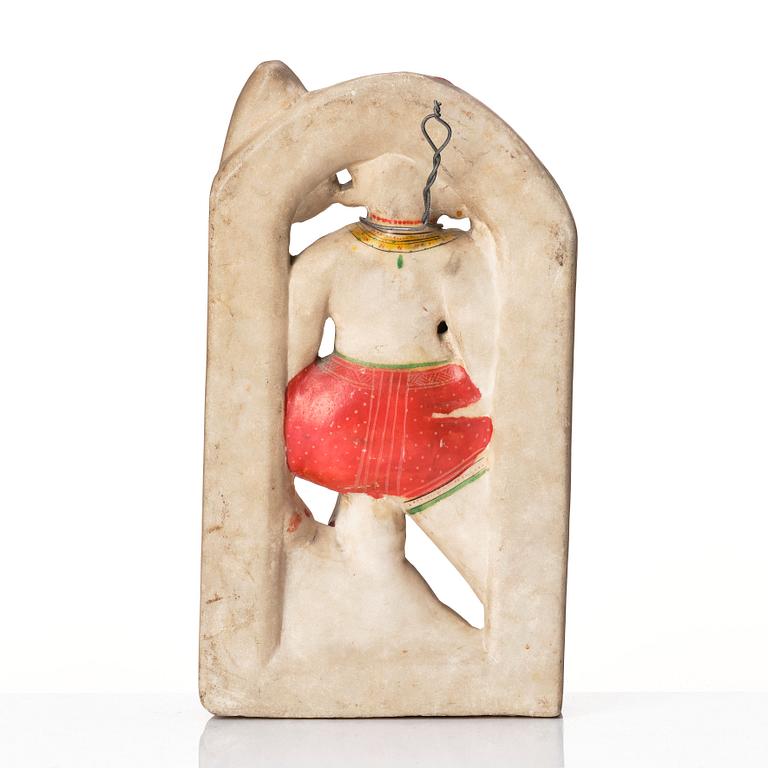 Skulptur, alabaster. Indien, Hannuman, sent 1800-tal.