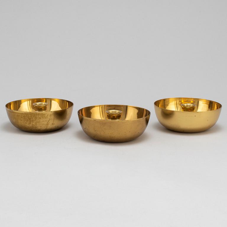 Three Vivianna Torun Bülow-Hübe brass candle golders, for Dansk International Design.