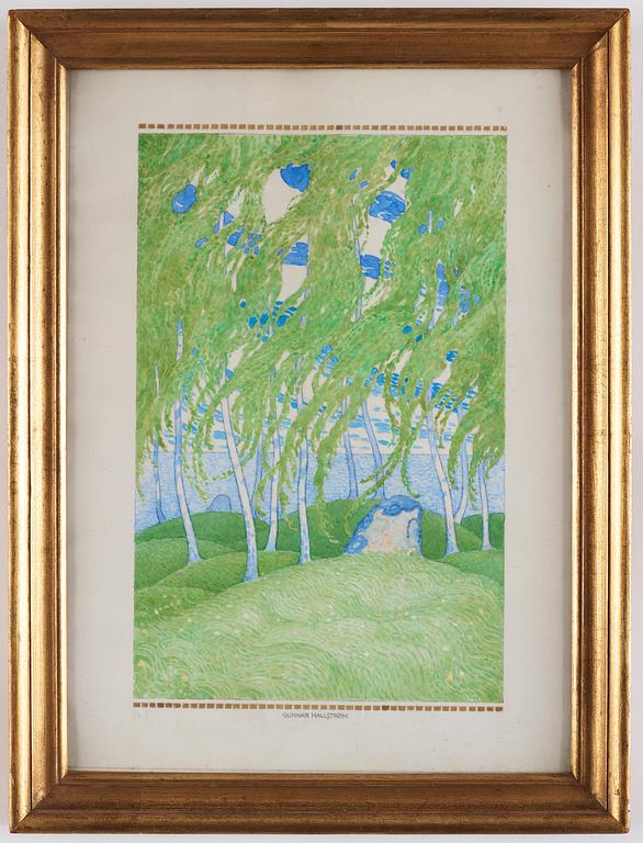 Gunnar Hallström, Sunlit birch grove.