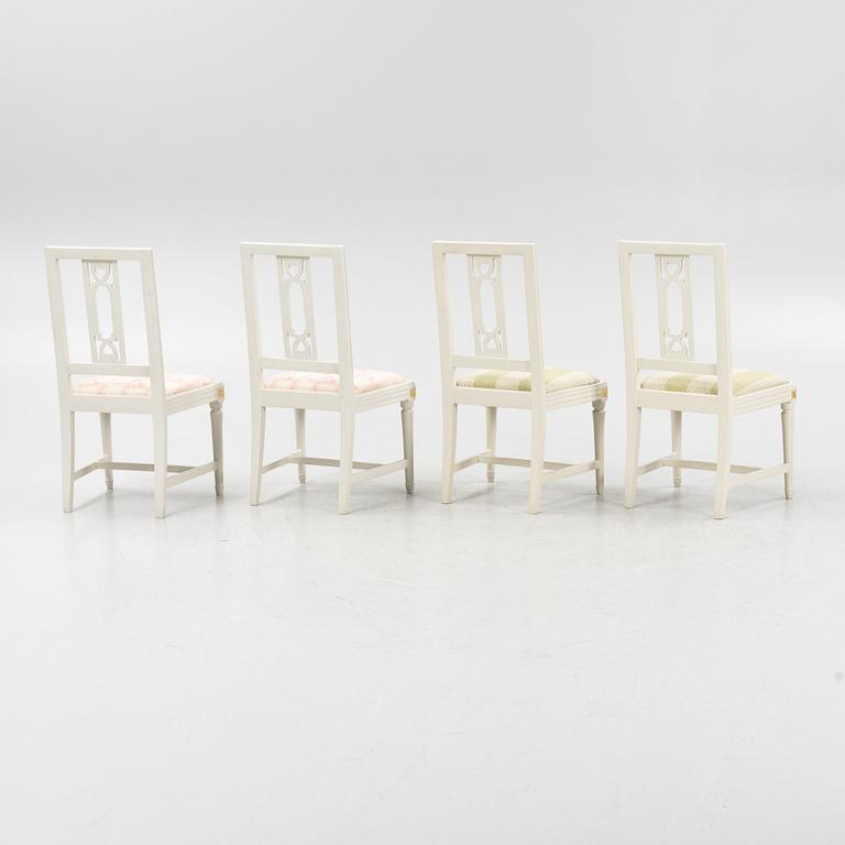 Four Gustavians chairs, end of the 18th Century.