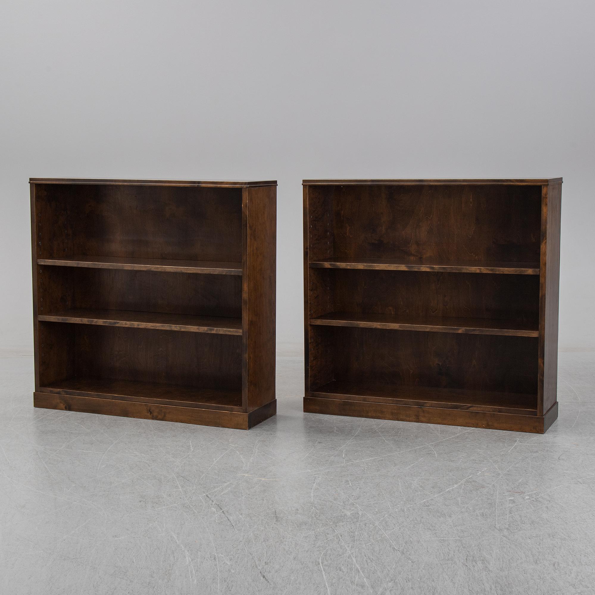A pair of 1940's stained birch book cases.