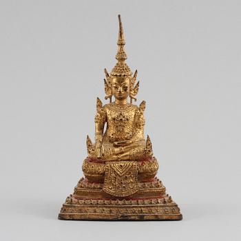 FIGURIN, delvis bronserad metall, Thailand, sent 1800-tal.