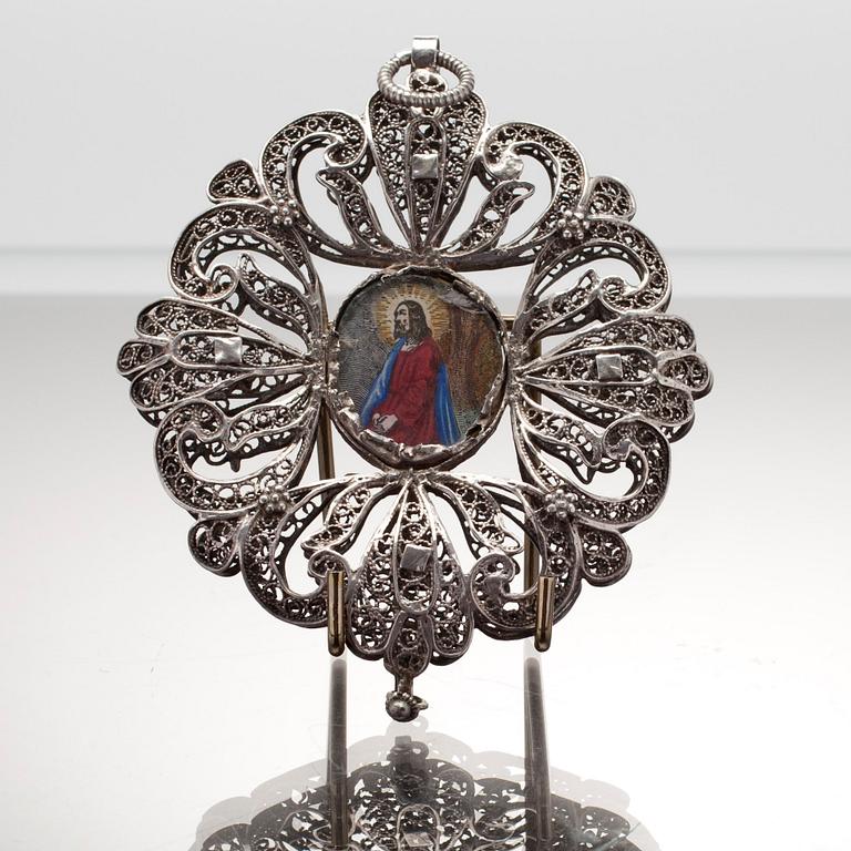 HÄNGE, silver, filigranarbete, sannolikt Ryssland, 1800-tal.