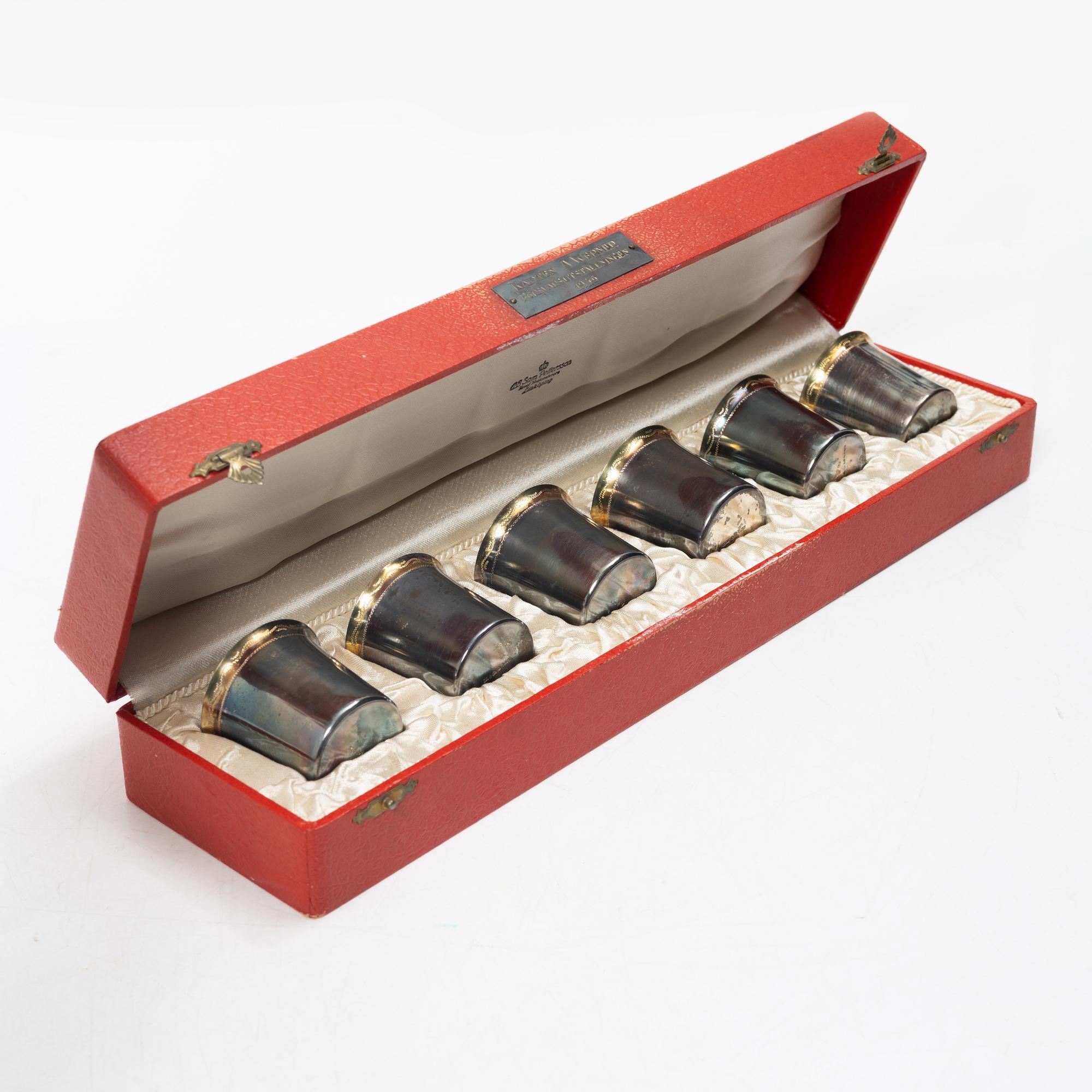 Six small silver cups, AB Sam Pettersson, Linköping, Sweden, 1946.
