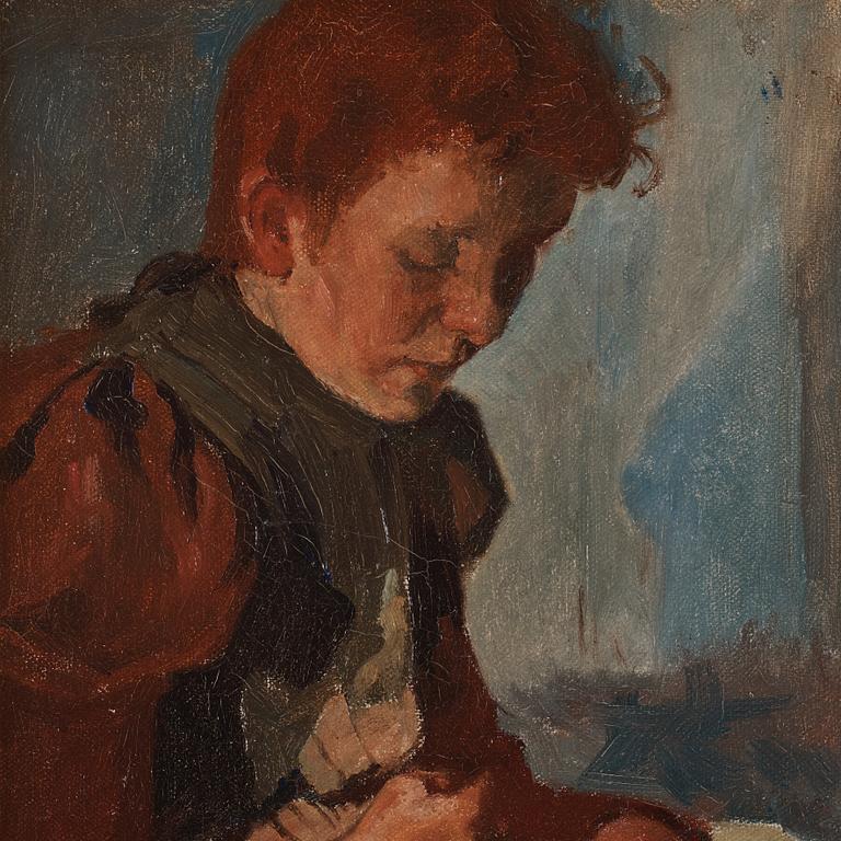 Carl Wilhelmson, "Flicka med katt"(Girl with Cat)/"Nanny Boman".