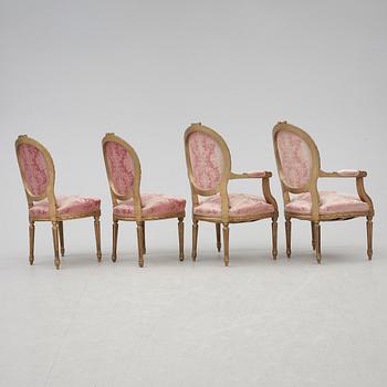 STOLAR, 2+2, Louis XVI-stil, omkring sekelskiftet 1900.