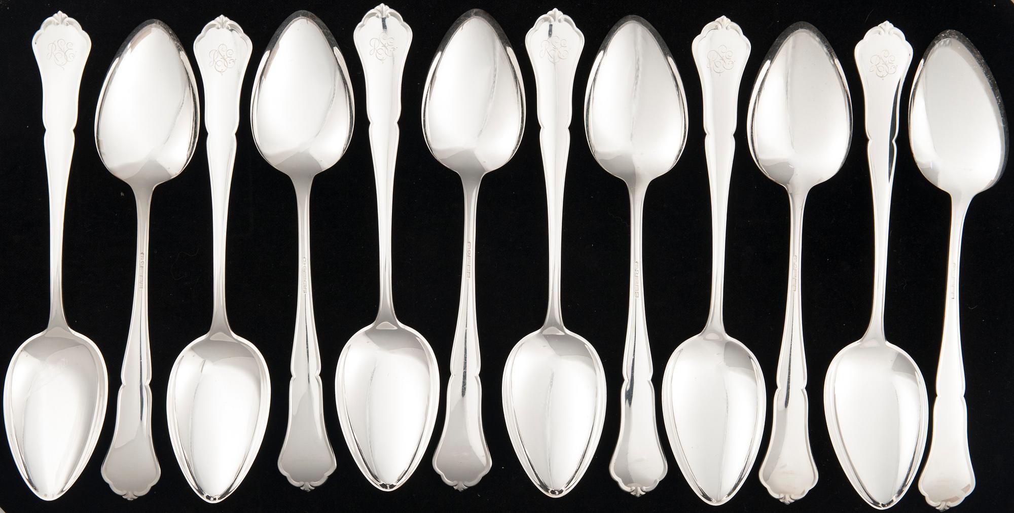 BESTICK, 80 delar, silver, "Chippendale", Kultakeskus, Tavastehus, 1950-tal. Totalvikt utan knivar ca 1963 g.