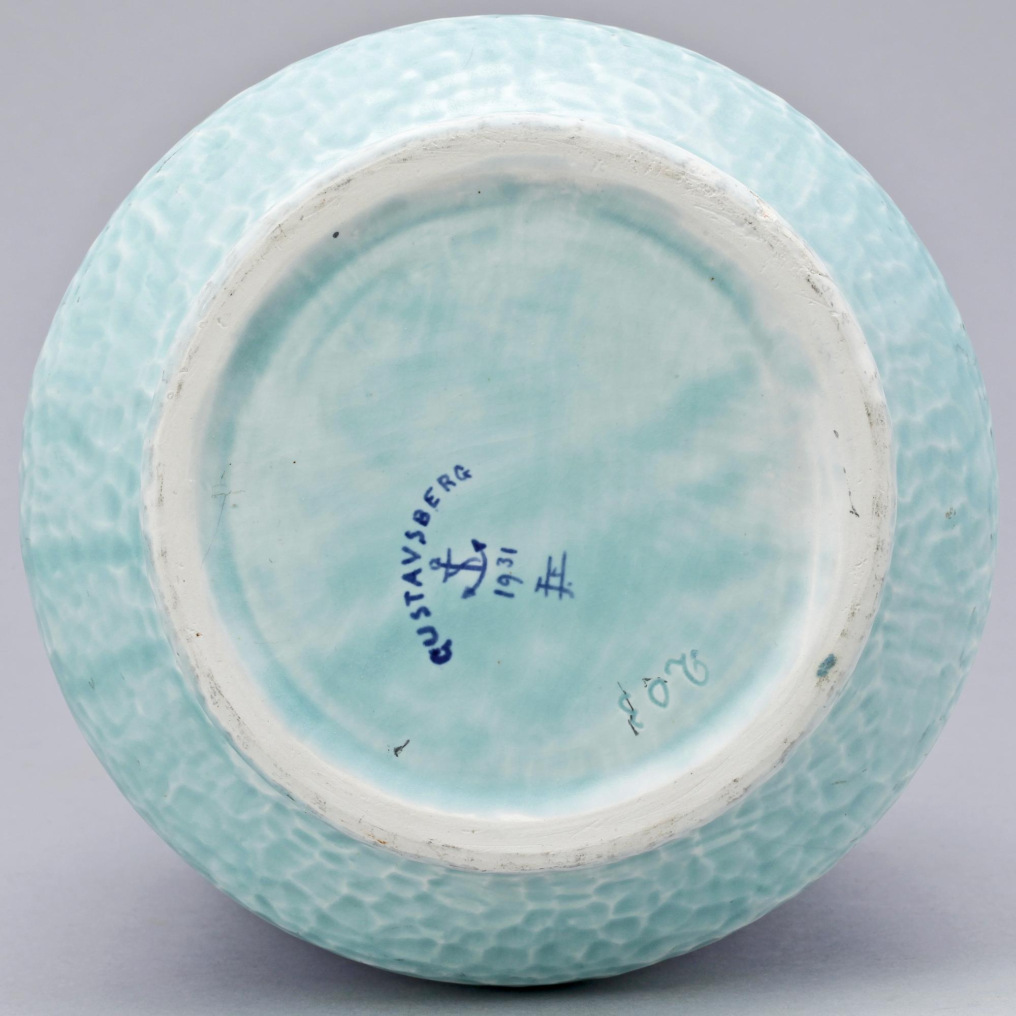 VAS, flintgods, Josef Ekberg, Gustavsberg, sign O dat 1931.