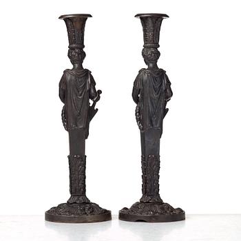 A pair of German Empire candlesticks, Berlin 1810-20.