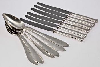 DIVERSE BESTICK, 6+6, silver, bla CG Hallberg, 1900-tal.