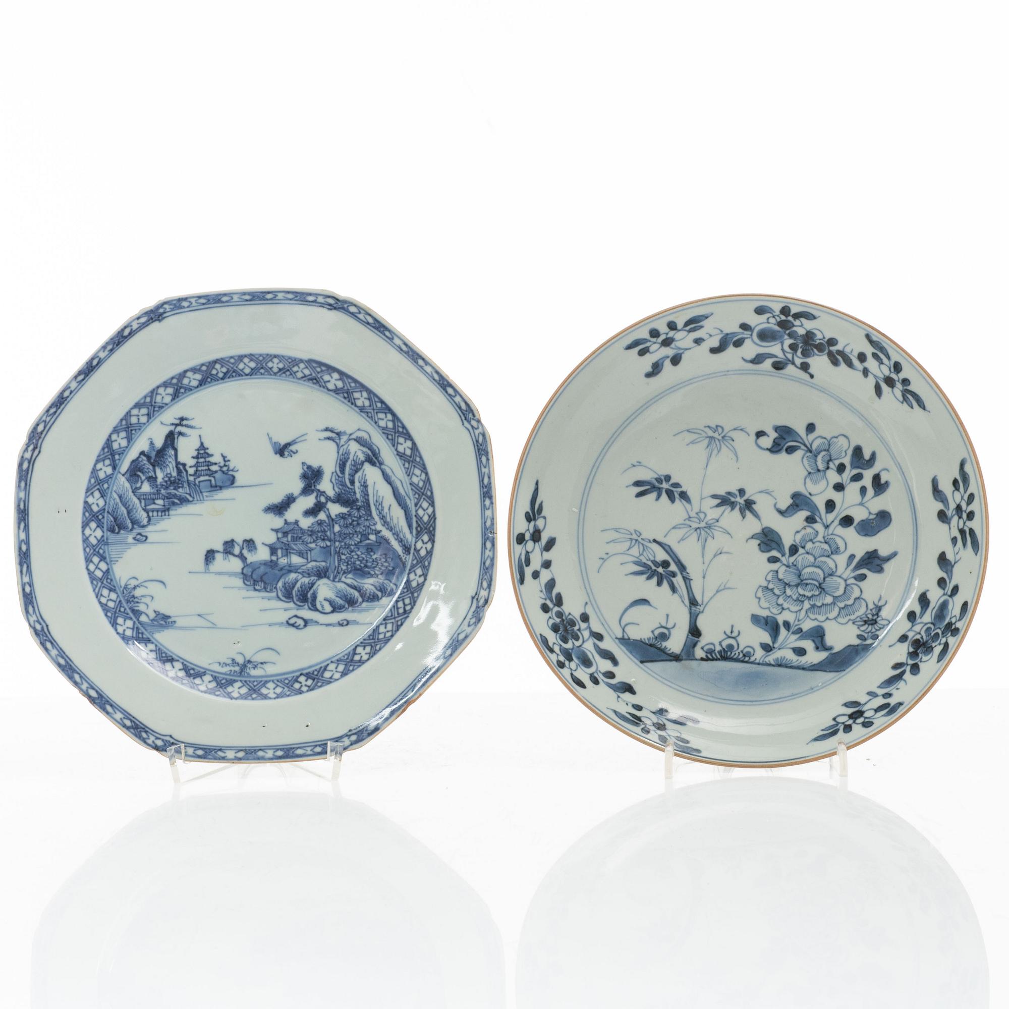 Tallrikar, 14 st, porslin, Kina, 1700-1800-tal.