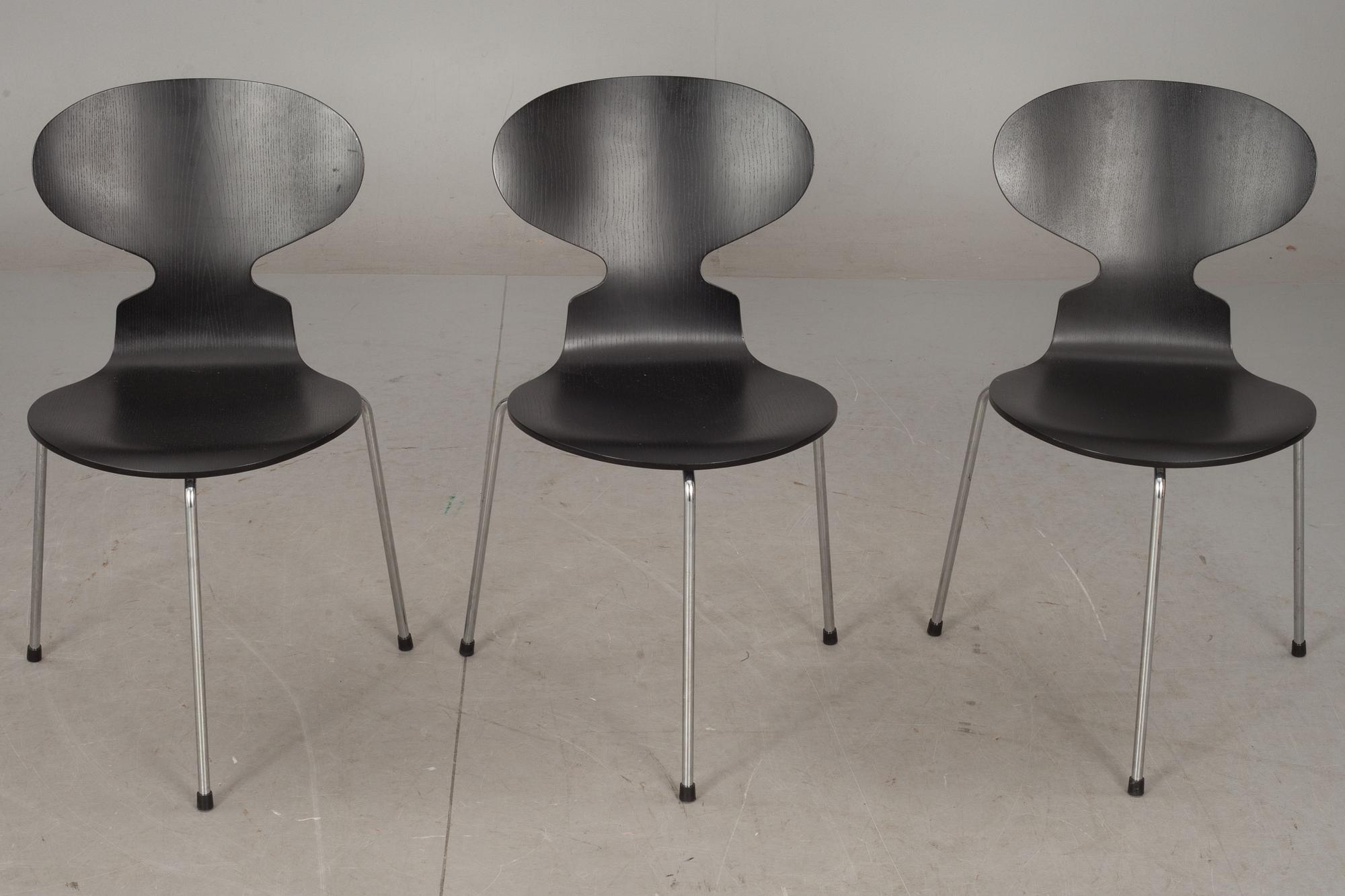STOLAR, 3 st, "Myran" Arne Jacobsen för Fritz Hansen.