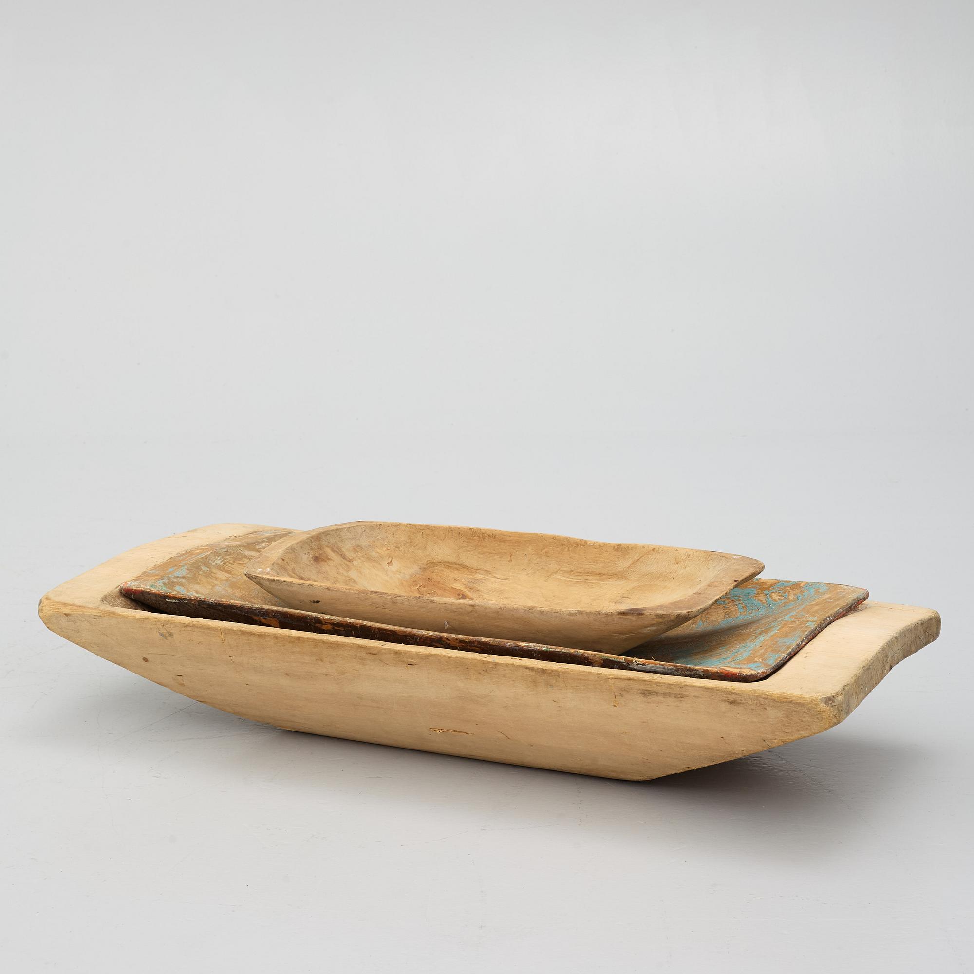 Three bread troughs, 19th century.