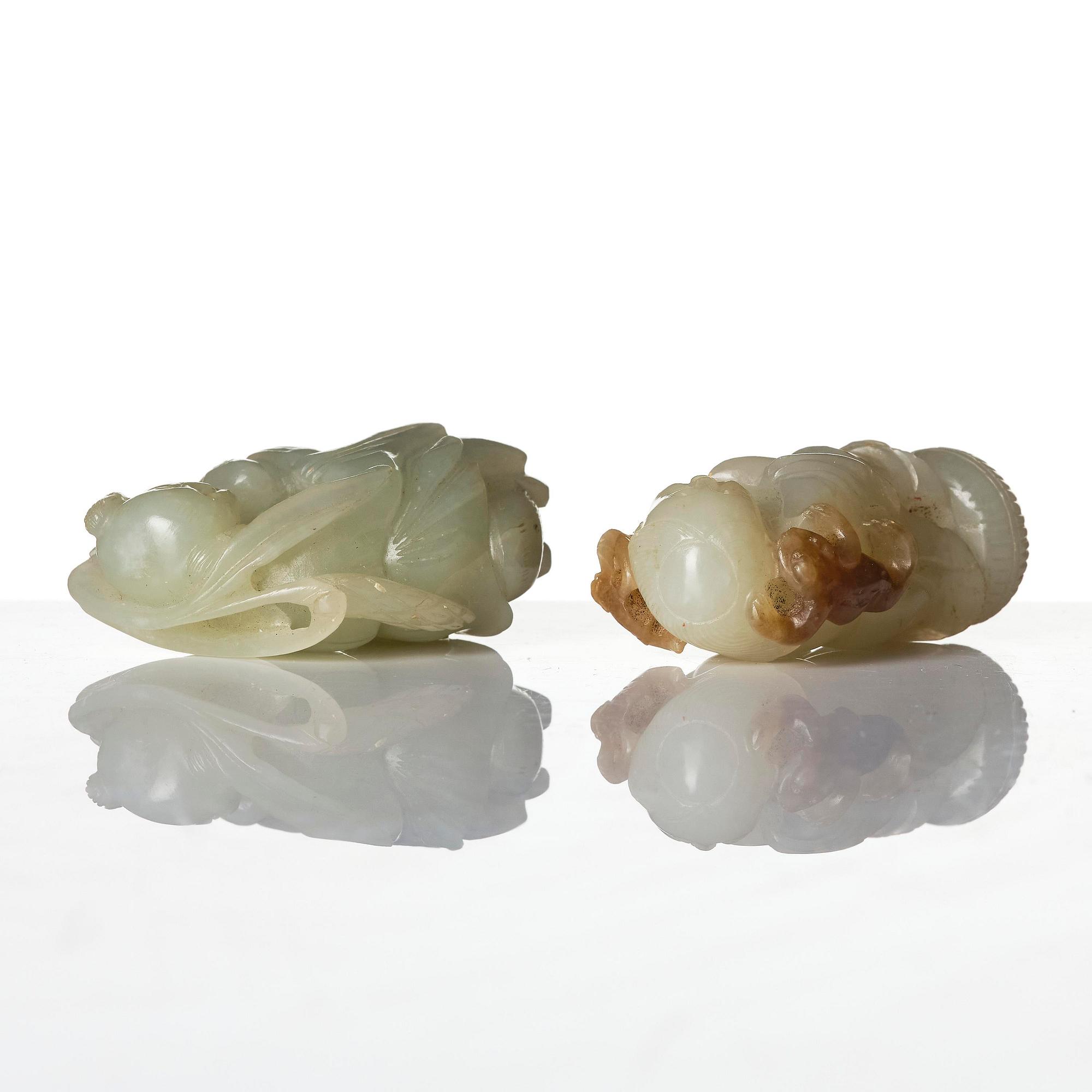 Figuriner, två stycken, jade. Qingdynastin, 1800-tal.