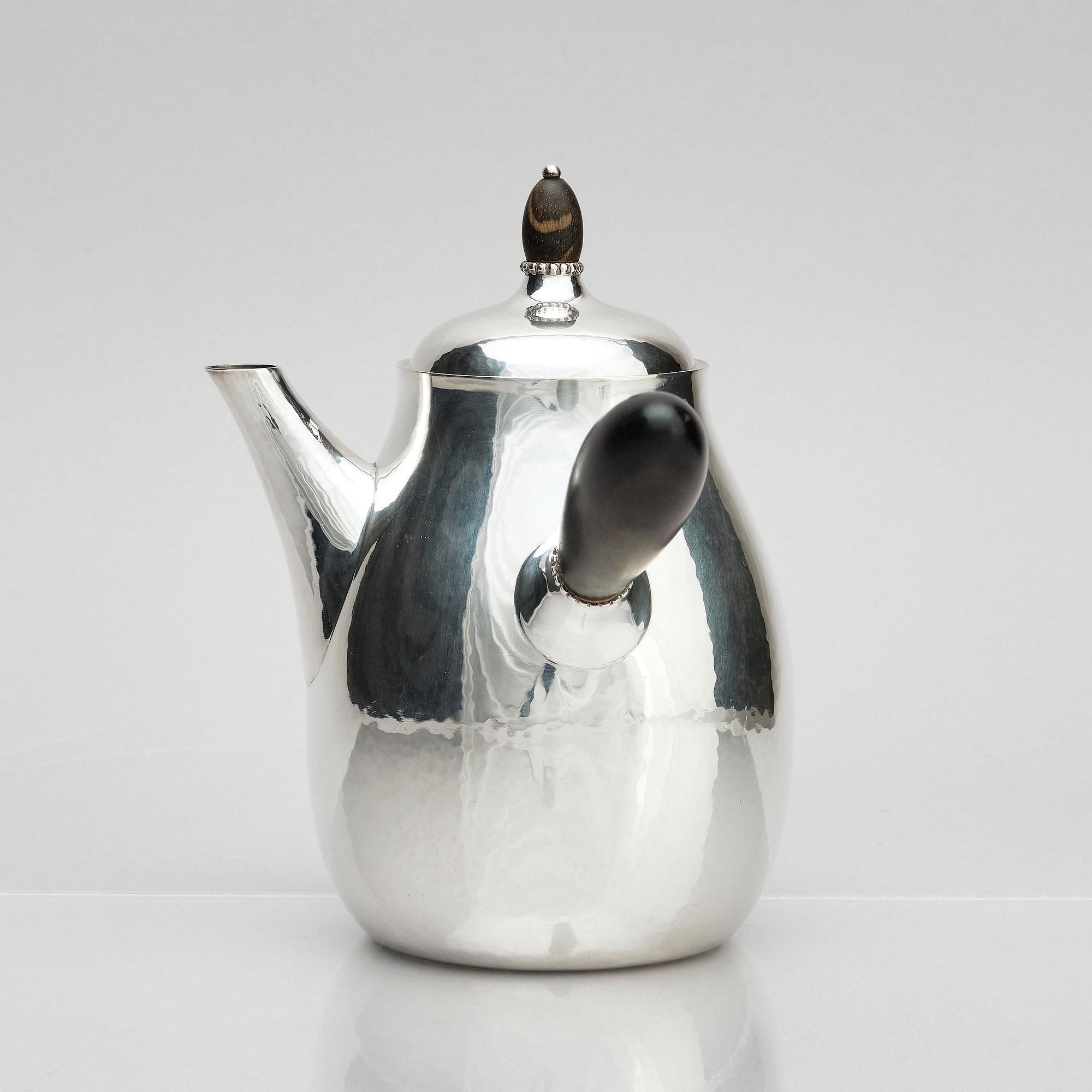 Georg Jensen, a sterling silver 3 pieces coffee set, Copenhagen, Denmark, after 1945, design no 80A.