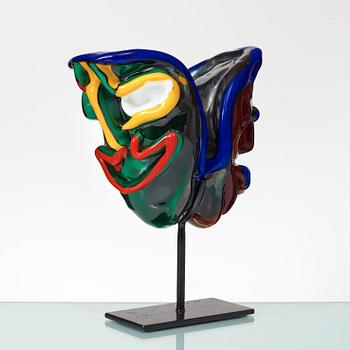 BENGT LINDSTRÖM, skulptur, "Janus", Berengo, Murano, Italien, 1980-tal, prototyp.