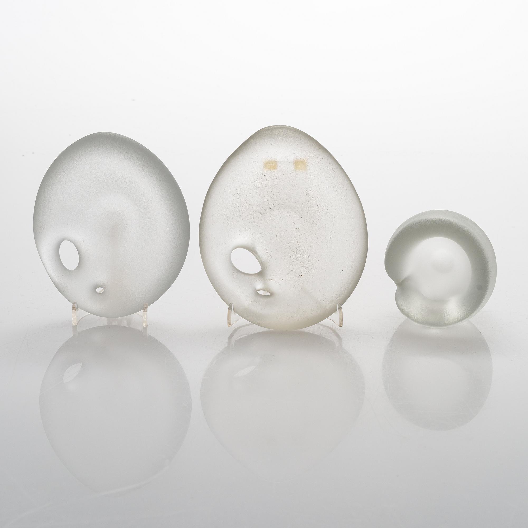 Three glass sculptures signed Timo Sarpaneva, Iittala, second half of the 20th century.