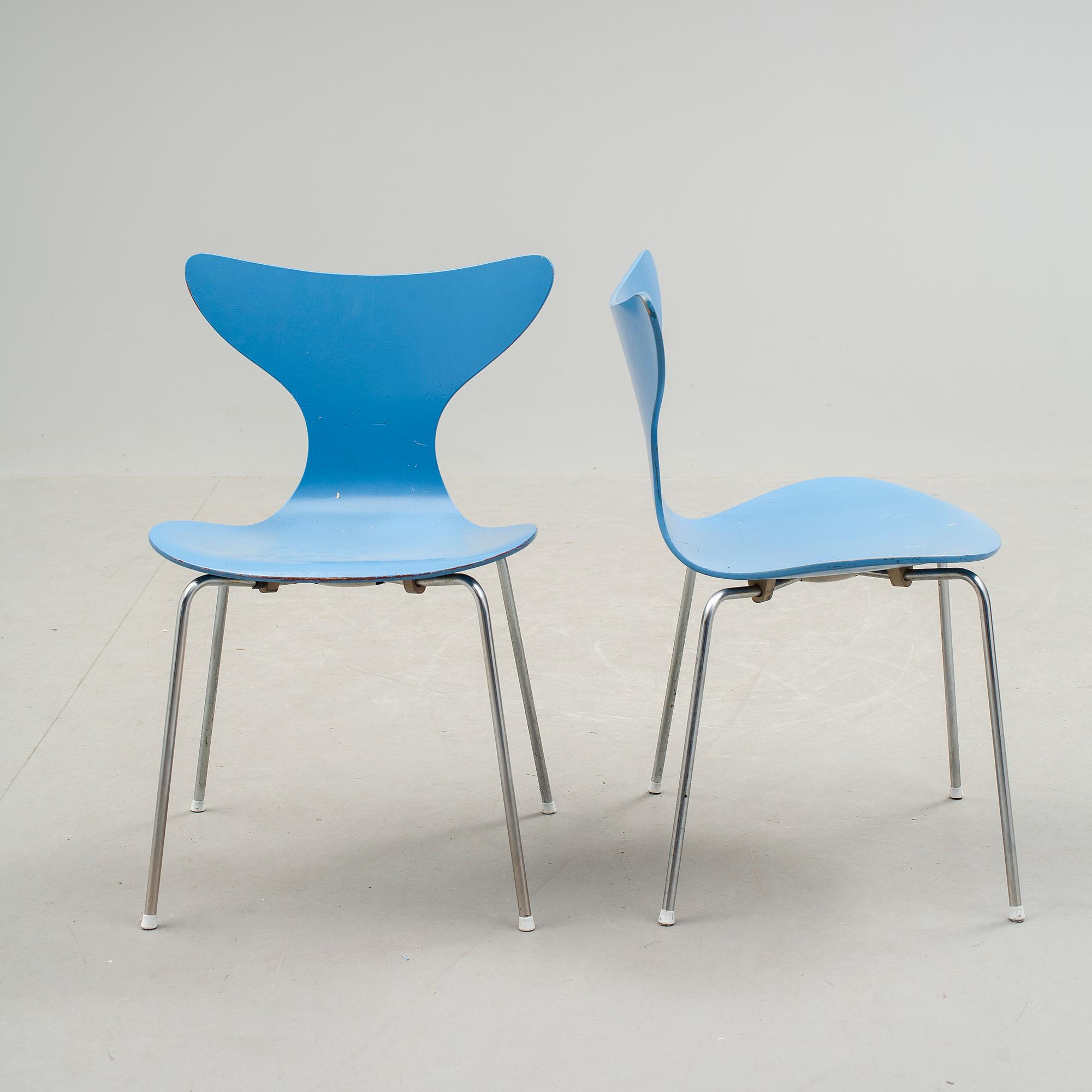 STOLAR, 6 stycken, "Liljan", Arne Jacobsen, 1970-tal.