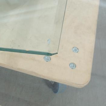 COFFE TABLE, marble and glass, second half of the 20th century, Italy.