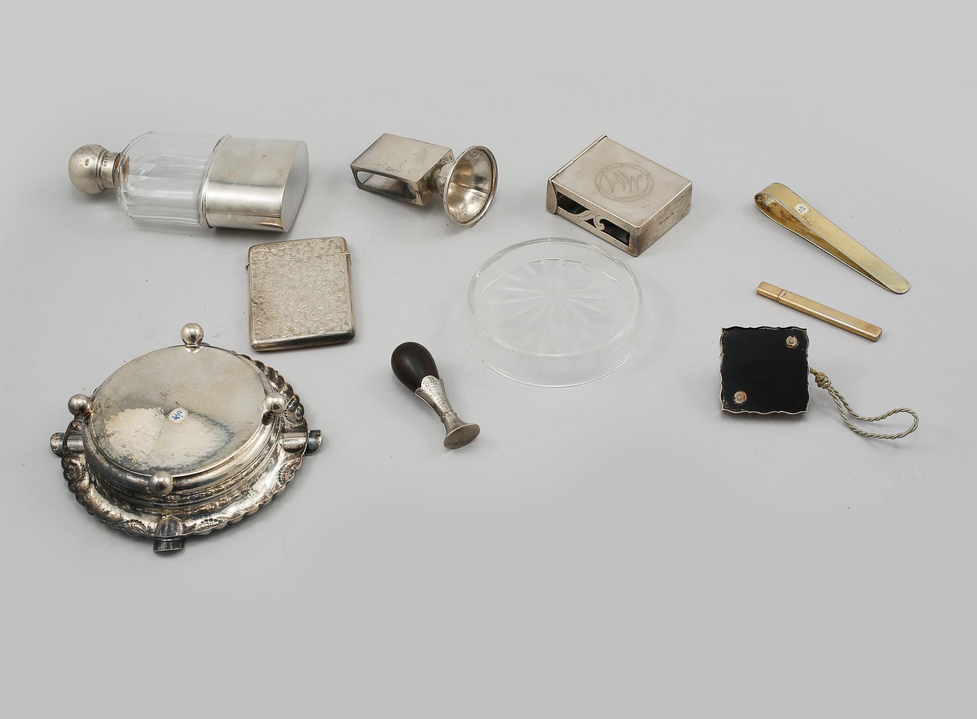 PARTI SILVER, 9 delar, Sverige, England samt importstämplar, 1800- och 1900-tal.