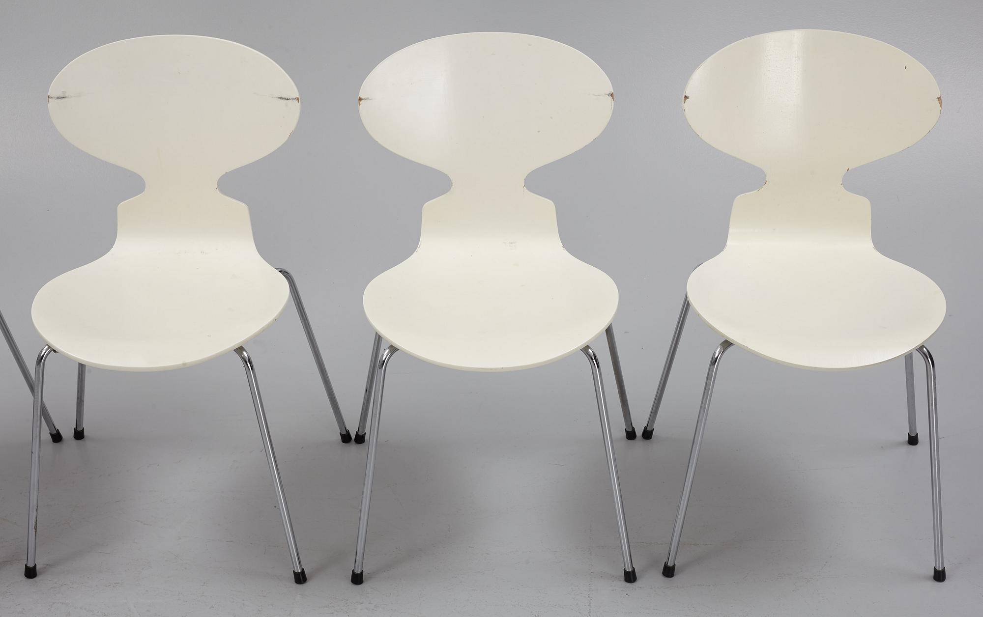 Arne Jacobsen, stolar, 6 st., "Myran", Fritz Hansen, Danmark,