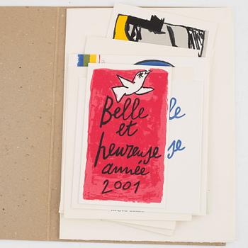 Beverloo Corneille, "Trois images d'un été", portfolio and ten Christmas/New Year's silkscreen cards.