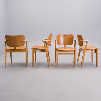 ILMARI TAPIOVAARA, tuoleja, 4 kpl, "Domus", Keravan Puuteollisuus, 1950-luku.
