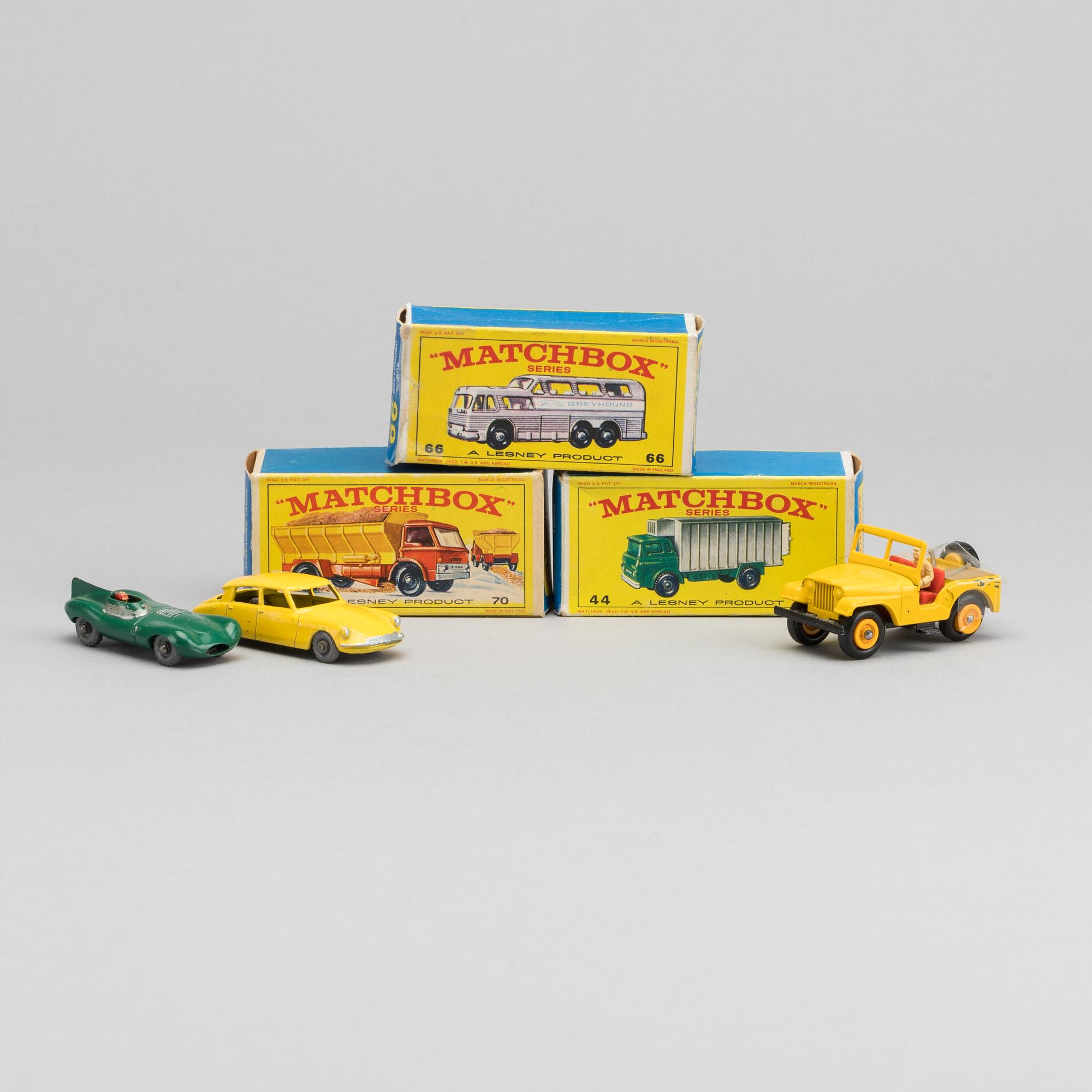 LESNEY MATCHBOX SERIES 6 st, bland annat D Type Jaguar RW 41A-1.