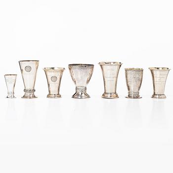 Cup, 7 pcs, silver, including CG Hallberg, Stockholm 1918.