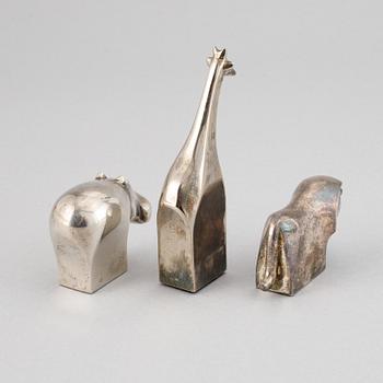 Gunnar Cyrén bl a, figuriner, 3 st, silverpläterad zink, Dansk Designs, Japan.