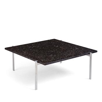 392. Poul Kjaerholm, a 'PK61' labradorite/larvikit stone top sofa table, edition E Kold Christensen, Denmark, early 1960s.