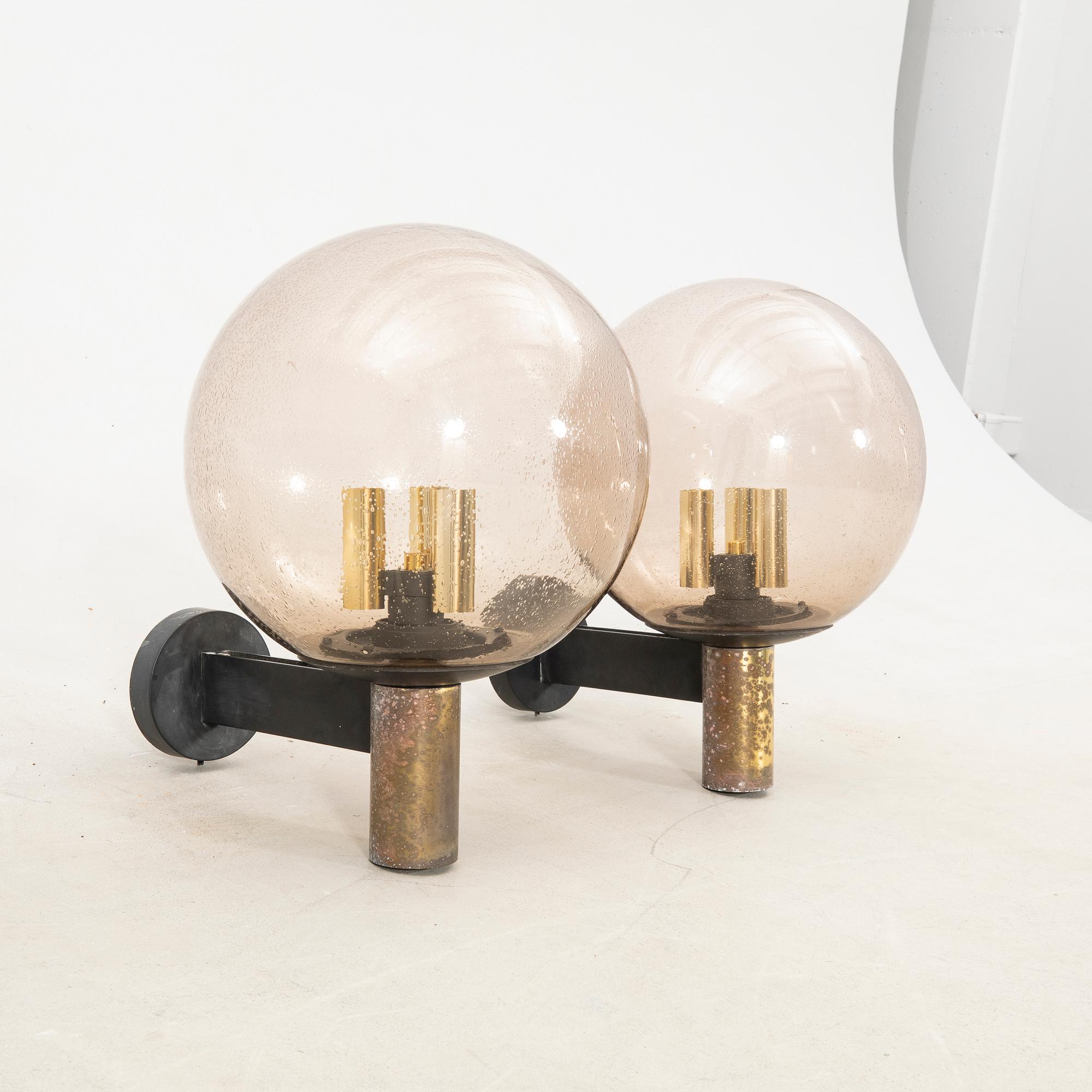 Wall lamps a pair Glashütte Limburg late 20th century.