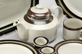 MAT- och KAFFESERVIS, stengods, 53 delar, "Karelia", Arabia, 1970-tal.