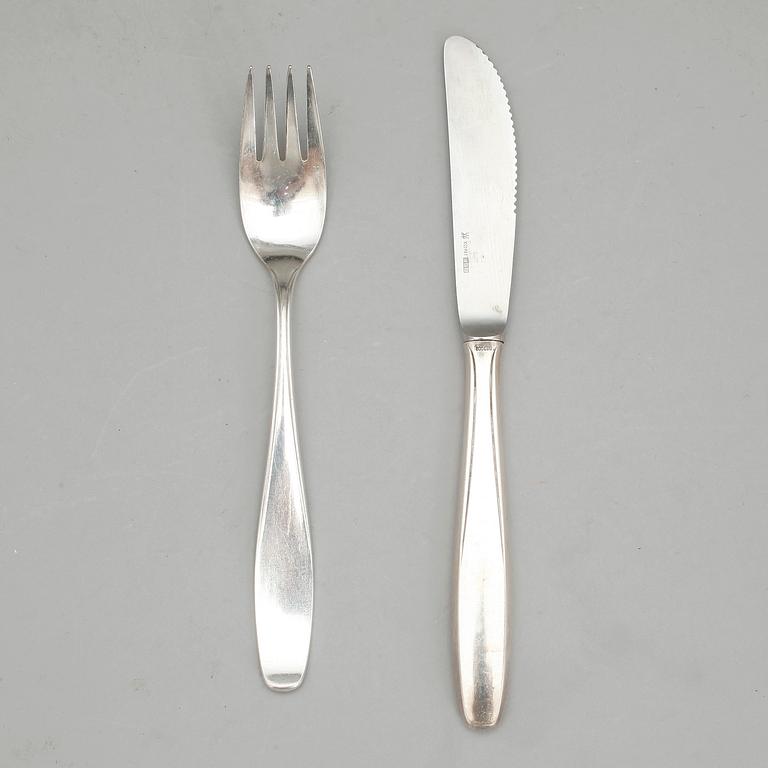 BESTICK, 12 st, låghaltigt silver, Tyskland, 1900-tal.  tot Vikt ca 1274 gram.