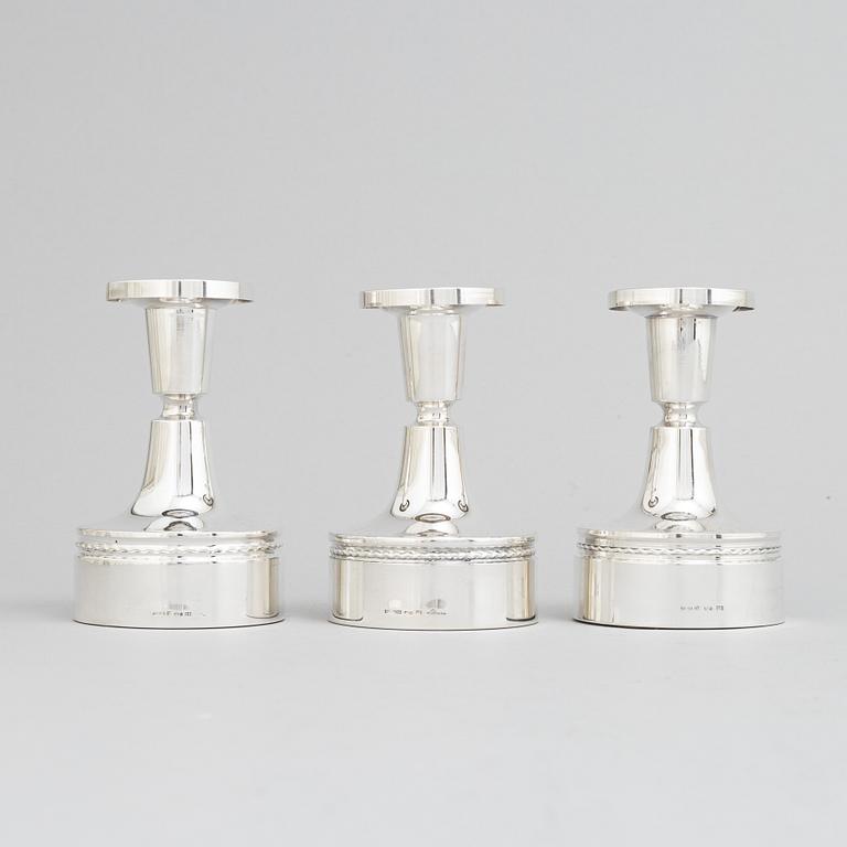 Erik Löfman, three silver candlesticks, MGAB, Uppsala 1968-1970.