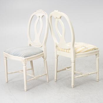 Stolar, 8 st samt en taburett, gustaviansk stil, "Svenska modellen", delvis Åmells, 1900-talets slut.