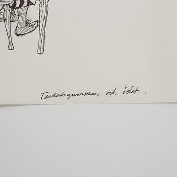 BJÖRN BERG, ink drawing from "Teskedsgumman".