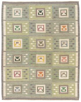 164. Edna Martin, a carpet, "Flickorna i fönstret", flat weave, ca 252 x 197 cm, signed EM SH.