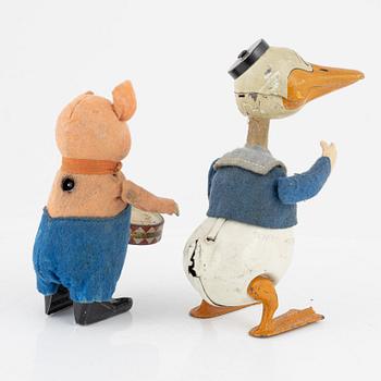 Schuco, plåtleksaker, 2 st, Tyskland, 1930/40-tal.