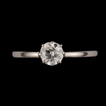 ENSTENSRING, vitguld 18K, diamant ca 0,60 ct. Stockholm 1938. Vikt ca 2 gram.