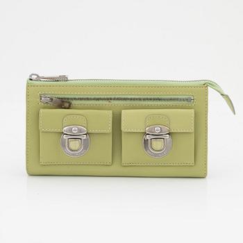 Marc Jacobs, a light green leather and silver hardware 'Zip clutch' wallet.