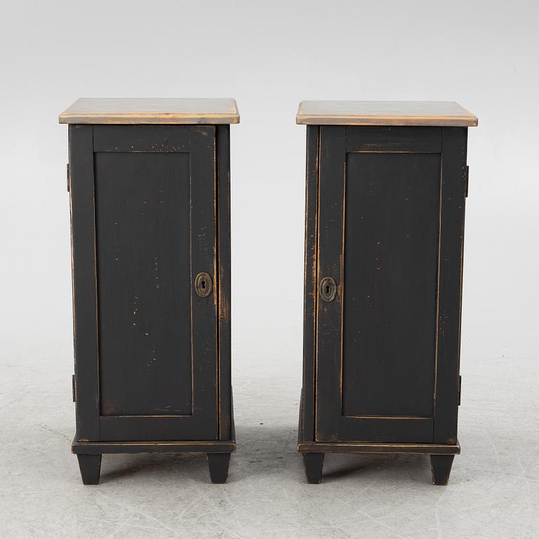 Bedside tables, a pair, first half of the 20th century.