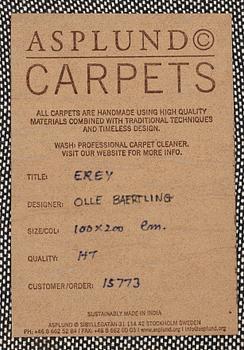 Olle Baertling, MATTO, "Erey", hand tufted, Baertling/Asplund, ca 198,5 x 100,5 cm.